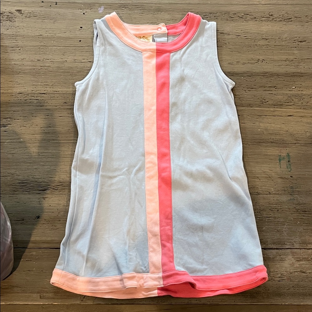 The Beaufort Bonnet Company Sleeveless Dress with Pink and Peach Stripes
